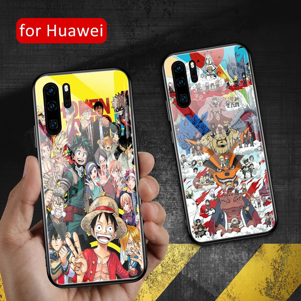 

For huawei p20 lite Case Glass back cover Anime P30 case for Huawei P9 P10 Plus P20 P30 Pro P20 P30 lite caasdal