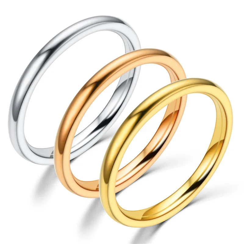 

2019 Fashion European 2MM Ball Aperture Ring Personality Stainless Steel 3 Color Metal Hand Jewelry for Women Men Exquisite Gift