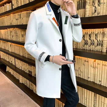 

2019 Jacket Mens Overcoat Casual Slim Fit Windbreak Solid Long Coat Men Fashion Winter Coats Homme Plus Size M-3XL