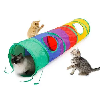 

Rainbow Cat Tunnel Foldable Tunnel Pet Tube Game Toy Tee Fun Durable Cat Track for Hidden Training