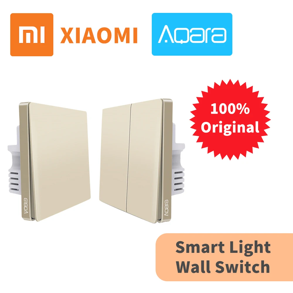 

100% Original Mijia Aqara Xiaomi Wall Switch Light ZigBee Switches Remote Control Gold Version for Apple Homekit 2019 Newest