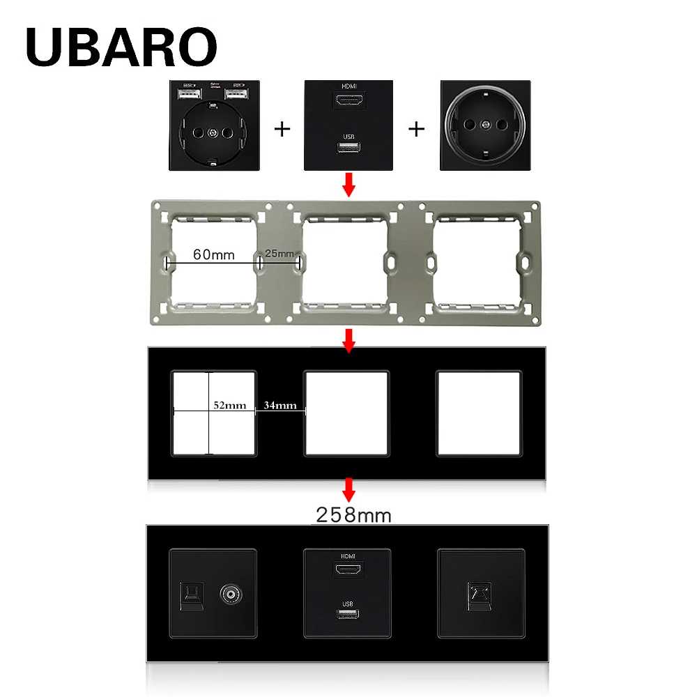 Temperado Padrão Francês com USB, 5V, 2A
