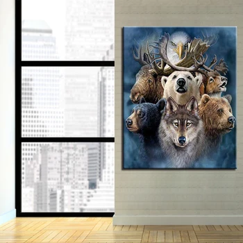 

Framework DIY Oil Painting By Numbers Drawing Forest Animals For Home Decor Living Room Hand Paint Picture Unique Wall Art Gifts