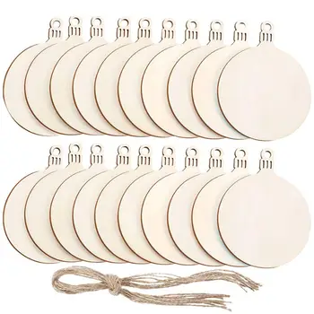 

60Pcs Wooden Disc Nice Chic Fine Round Wood Slice Christmas Deocr Wood Piece Ornament