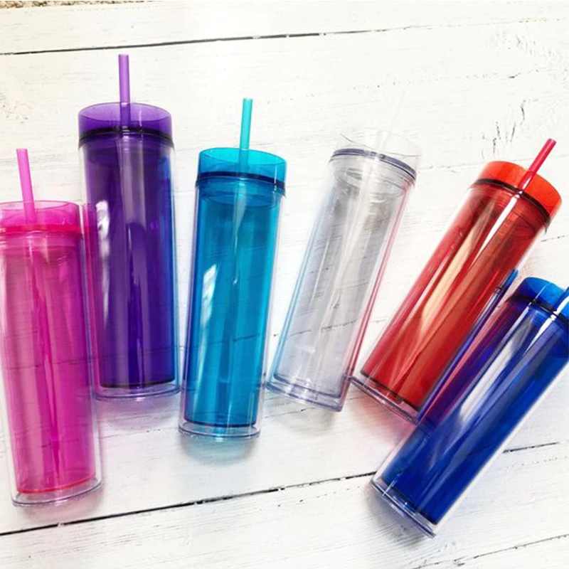 Skinny Acrylic Tumbler Double Wall 16 Oz