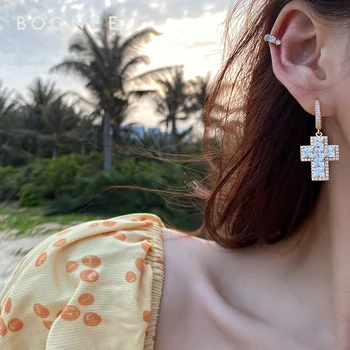 

Retro fashion advanced feeling cross temperament earrings simple personality earrings female fashion