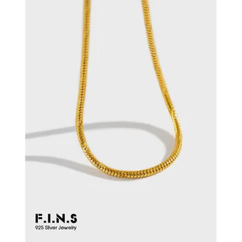 

F.I.N.S Genuine 925 Sterling Silver Necklace Minimalist Round Snake Bone Chain Necklace Chokers Charms Clavicle Chain Stackable