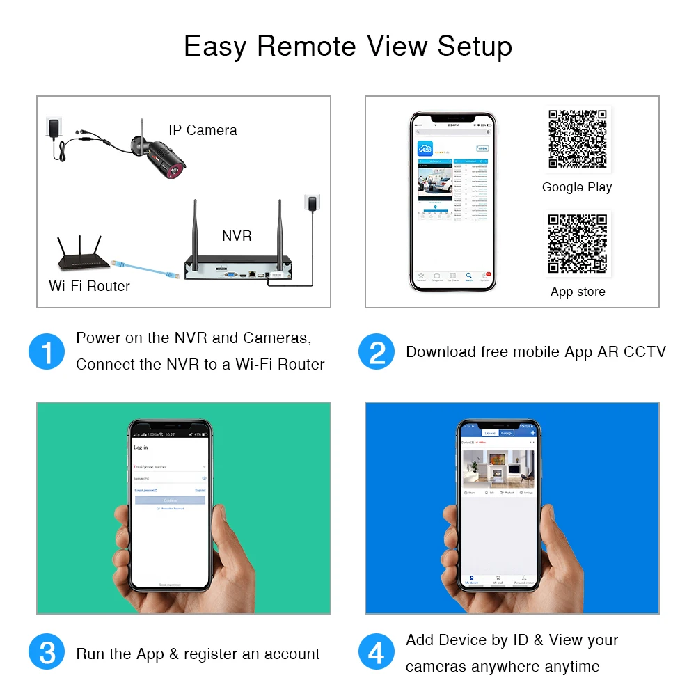 ANRAN 6CH Surveillance System 2MP Wireless Outdoor Camera Kit Security System Video Recorder Waterproof Remote Control Night