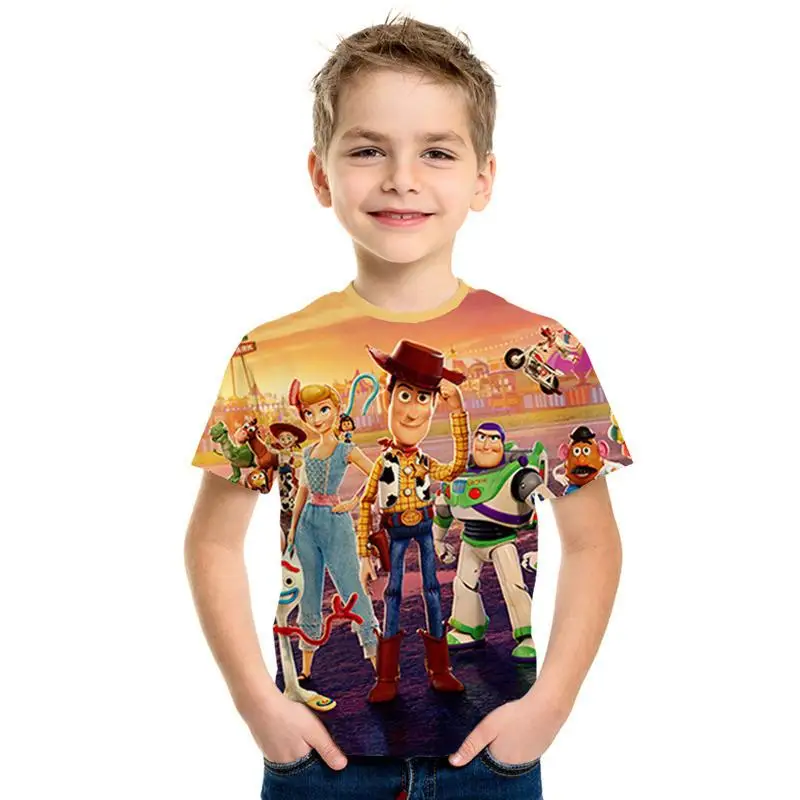 Популярный аниме История игрушек 3D estampado Nio moda nios desgaste amaderado Cool abrigo camiseta Buzz Lightyear nios ropacortamanga