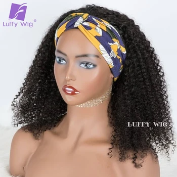

Luffy HeadBand Human Hair Curly Wig Brazilian Remy Head Band Half Wigs Full Machine Wig Glueless 200 Density For Black Women