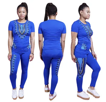

Traditional African Clothing 2 Piece Set Women Fashion Style African Print Dashiki Attire Top Pant Tribal Costume African Suits