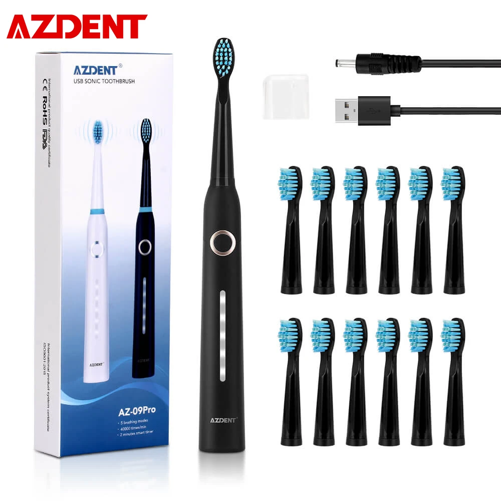 AZDENT AZ-9Pro Ultrasonic Electric Toothbrush 5 Modes USB Rechargeable Teeth Brush Deep Cleaning Teeth Whitening Brush Adult Kid AZDENT AZ-9Pro Ultrasonic Electric Toothbrush 5 Modes USB Rechargeable Teeth Brush Deep Cleaning Teeth Whitening Brush Adult Kid