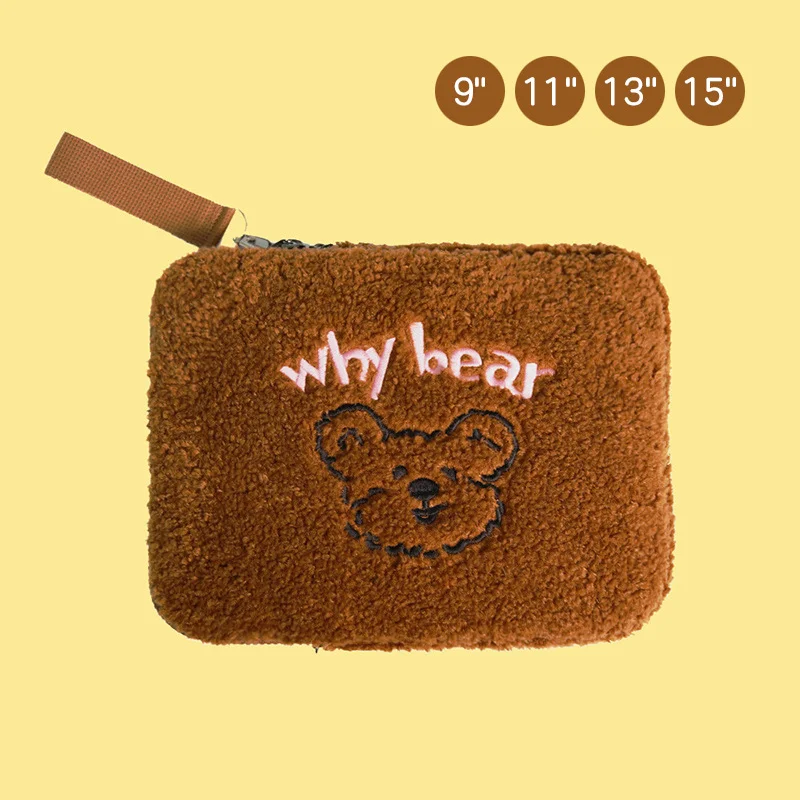 

Tablet case Cute cartoon Korea ins cute plush teddy bear 11/13/15 inch tablet iPad bag liner bag laptop bag girls