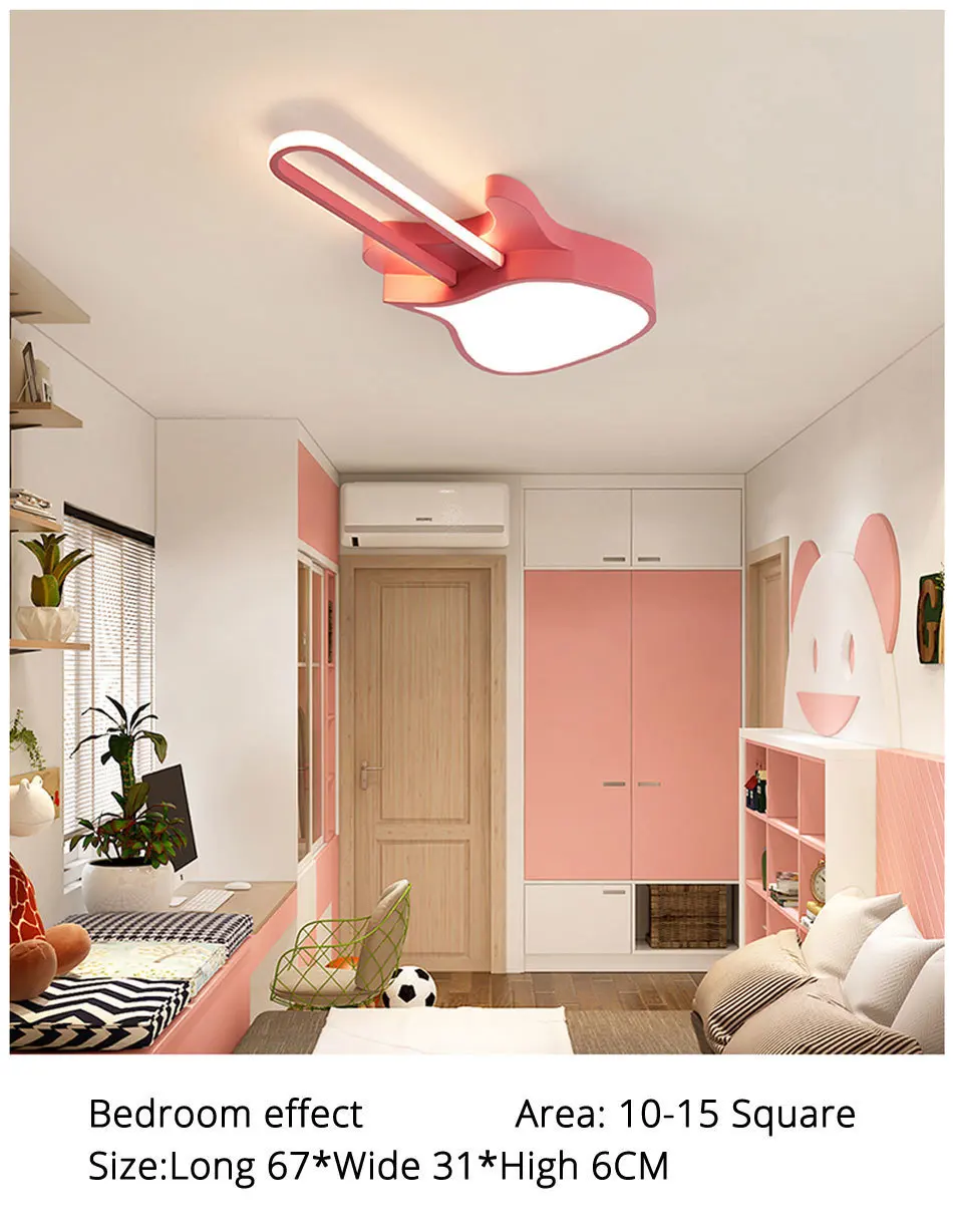 Розовый/синий гитара потолочные светильники девушка детская спальня современная светодиодная люстра поверхностное крепление дистанционное управление Крытая лампа
