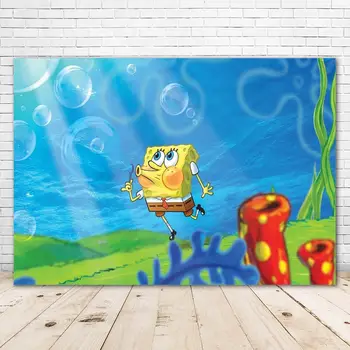 

Under The Sea Backdrop Spongebob 7x5 Spit Bubbles Spongebob Background Happy Birthday for Kids Blue Ocean Baby Shower Background