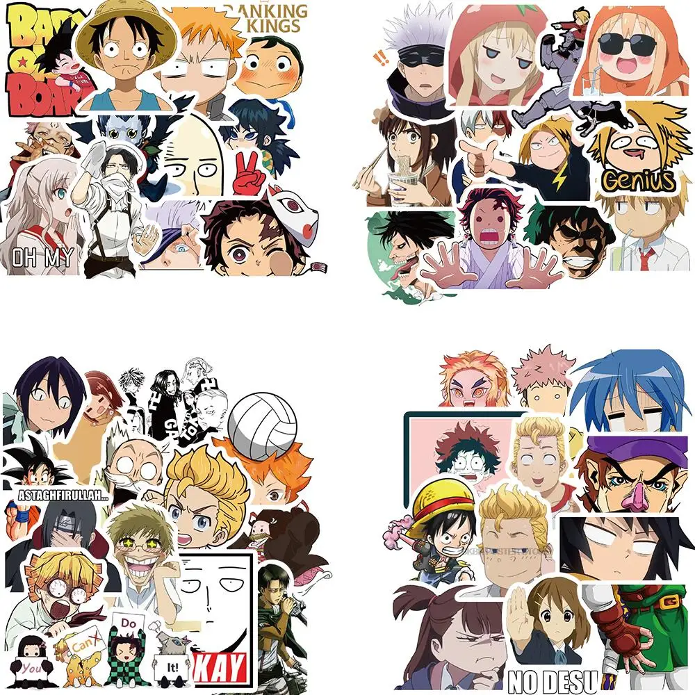 10pcs 50pcs 100pcs Anime Mix Bungo Stray Dogs Demon Slayer Jujutsu Kaisen Chambre Bar Sticker Suitcase Guitar Laptop Stickers