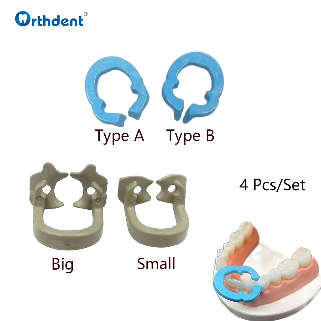 4 Pcs/Box Dental Resin Barrier Clip Rubber Dam Clamps Seperating Ring