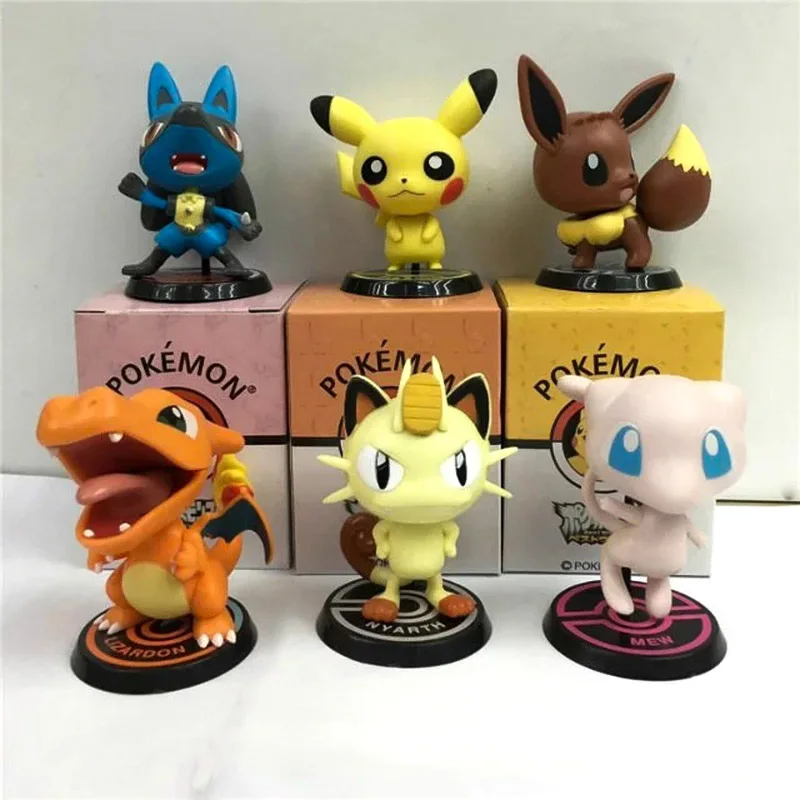 

Takara Tomy Pokemon Pikachu Mewtwo Charizard Eevee Model Japan Anime Action Toy Figures for Children 6pcs/set 8cm