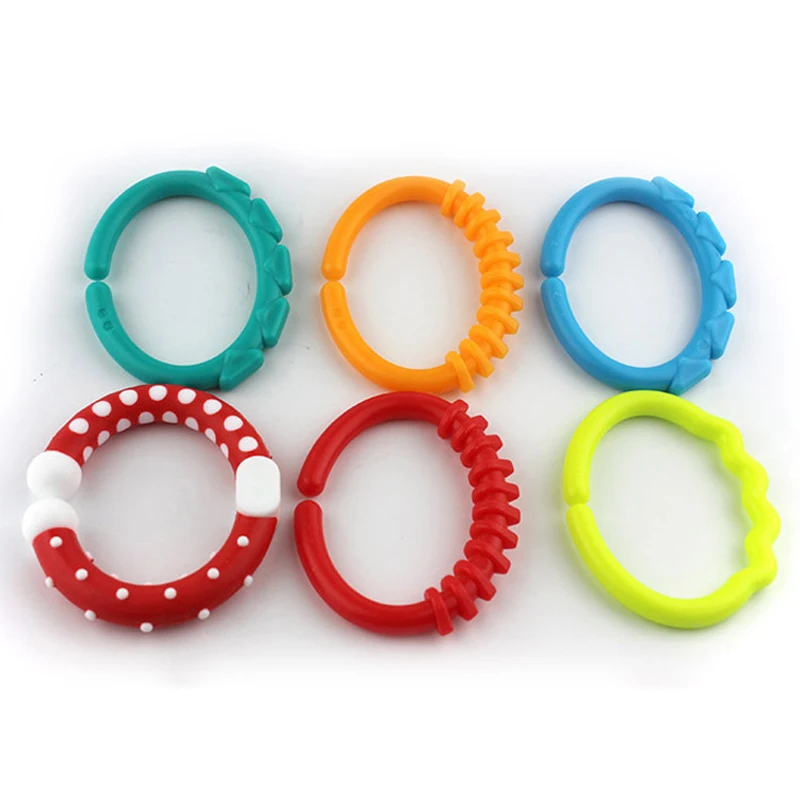

Hot Sale Baby Toys 0-12 months Rainbow Kids Molars Ring Teether Teddy Chain Clutch Ring Apron Baby Birthday Gifts