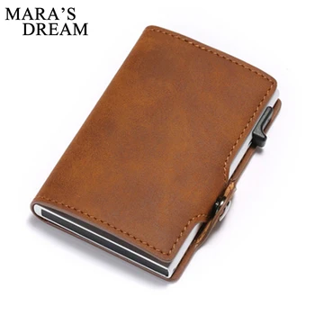 

Single Box Card Holder PU Leather Card Wallet New Men RFID Blocking Aluminum Smart Multifunction Slim Wallet Card Case