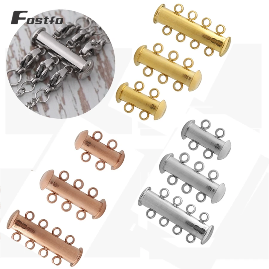 

Fostfo Tone Strong Gold Slide Clasps 2/3/4 Rows Holes Bracelet Closure Necklace Magnetic Clasps For Multistrand Jewelry Clasp