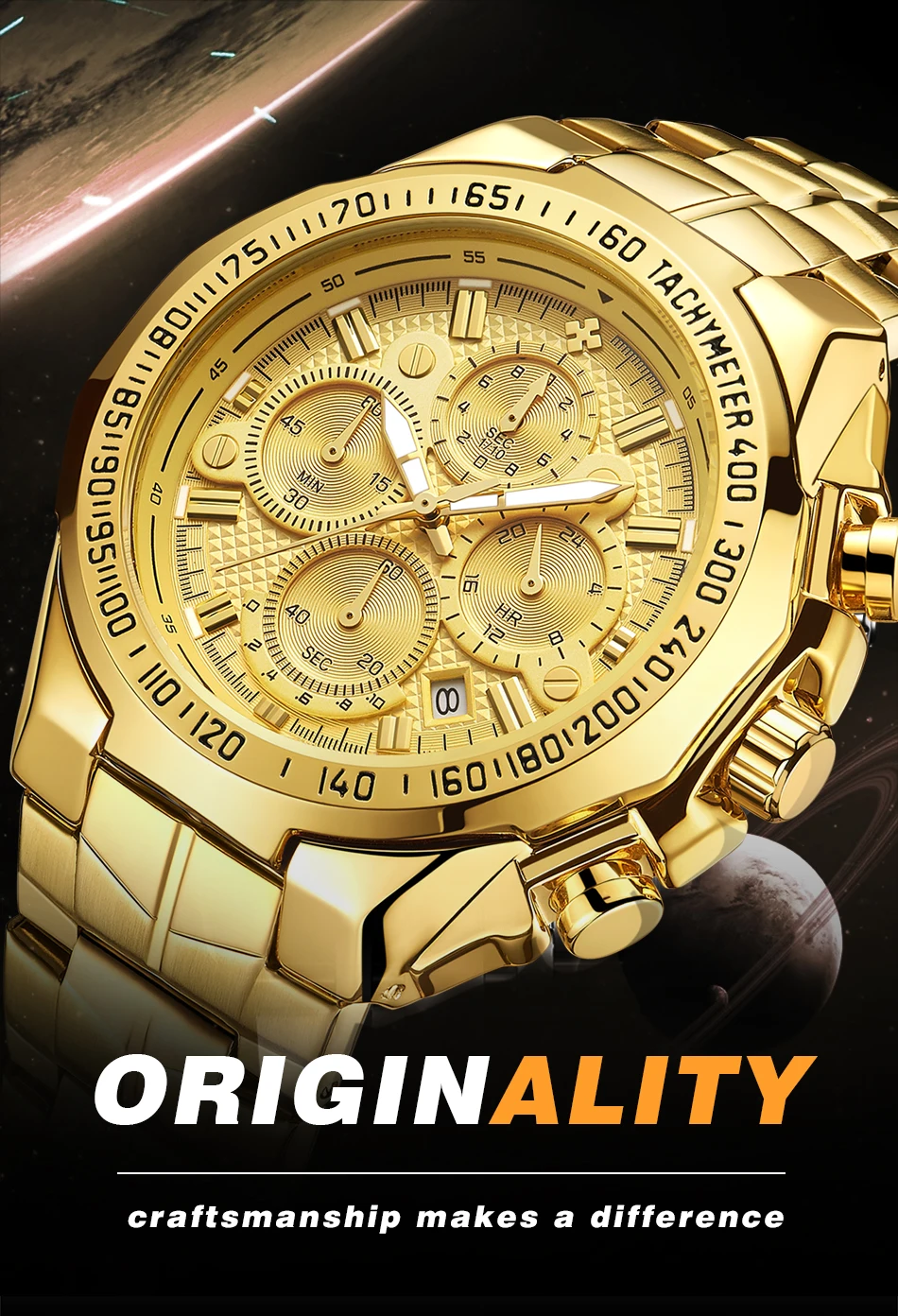 Relogio Masculino WWOOR Men Watches 2022 Top Brand Luxury Wrist Watches Men Male Gold Big Golden Chronograph Wristwatch Man