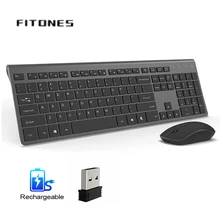 Wireless keyboard and mouse combination,2.4 gigahertz stable connection rechargeable battery, portable mute keyboard mouse gray