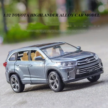 

1:32 Toyota Highlander Alloy Diecast Toy Vehicle Car Model High Simulation Cars Toys For Children Kids Xmas Birthday Gifts