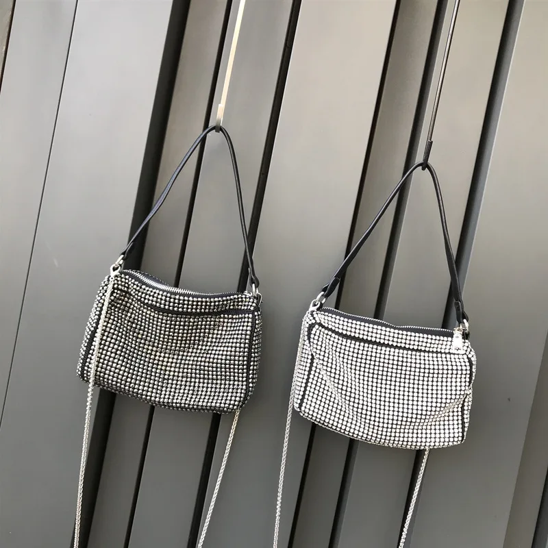 

2020 New Fashion Flashing Diamond Bags with Diamond Rhinestone Bags Simple and Practical One-shoulder Portable Small Square Bags
