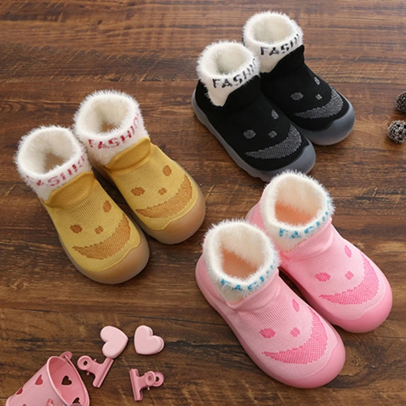 

Warm Anti Slip Floor Walking Soft Soled Shoe for 0-4 Year-Old Kids Winter Toddler Baby Boys Girls Cotton Cartoon Socks Shoes