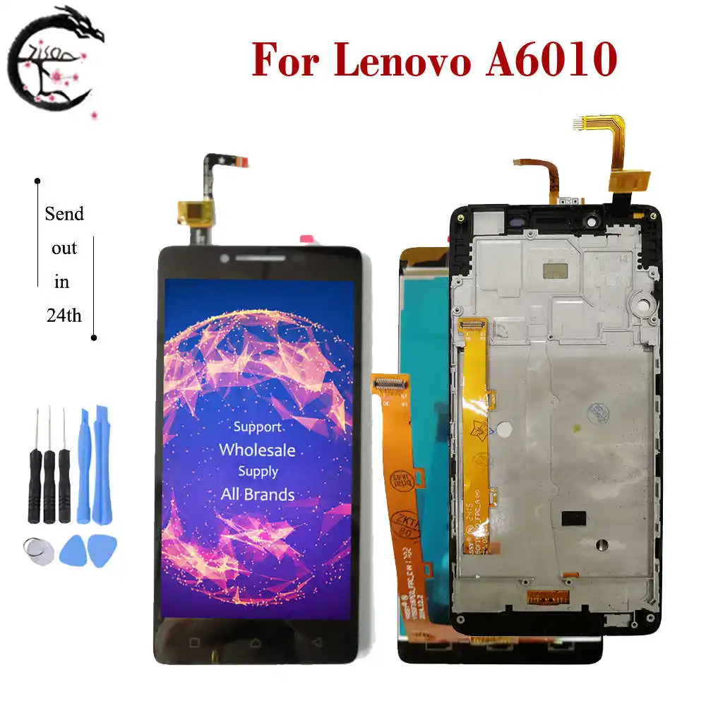 5," ЖК-дисплей с рамкой для lenovo A6010 A 6010 ЖК-дисплей экран в полной комплектации сенсорный датчик дигитайзер сборка Замена A6010 дисплей