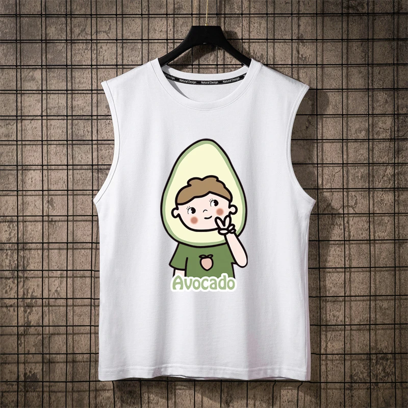 Summer Cotton Men Tank Tops Anime Cosplay Avocado Hooded Black White Singlets Sleeveless Fitness Men Vest Bodybuilding Casual Tank Tops Aliexpress