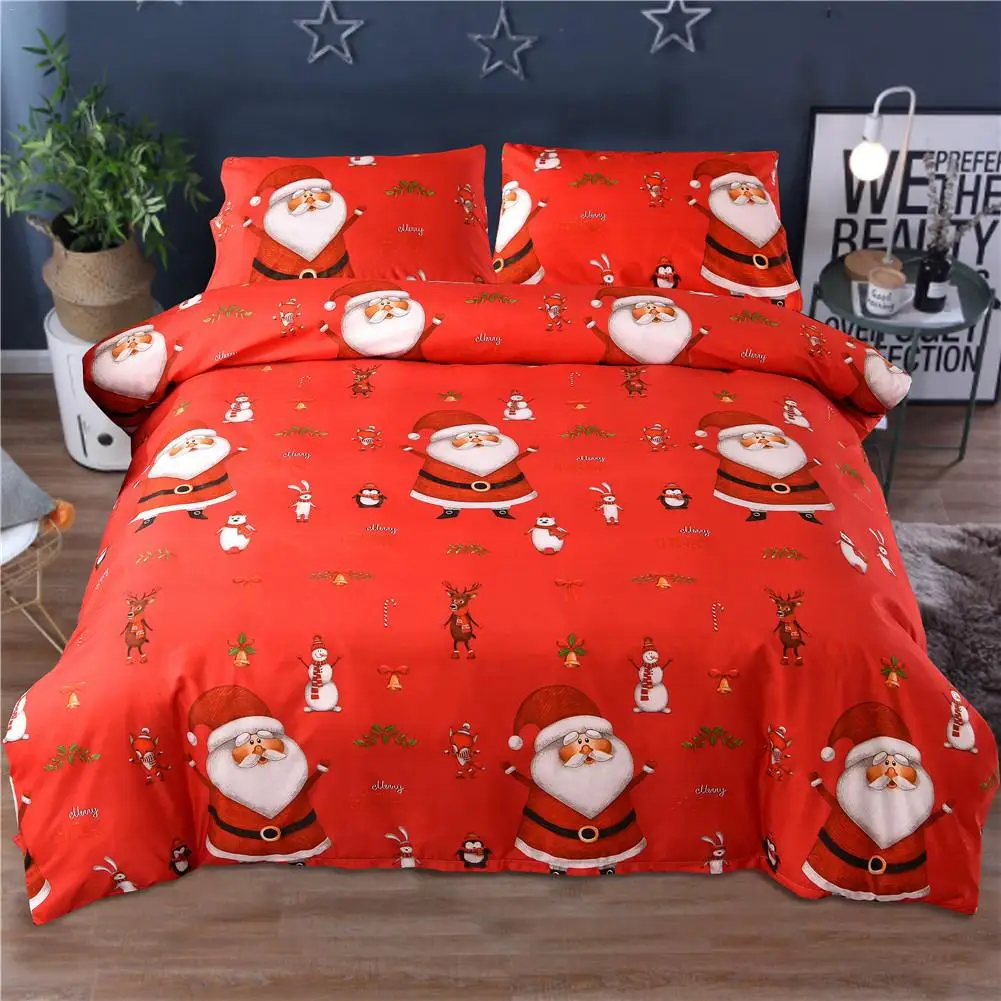 

Christmas Bed Duvet Cover Set Santa Claus Pattern Pillow Cover Quilt Cover Christmas Decorations For Home housse de couette
