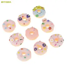 

10pcs/et Dollhouse Miniature Food Cute Resin Cream Donuts Doll Accessories Toys Random Color
