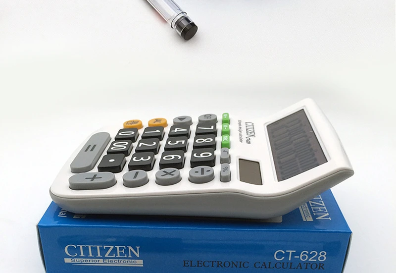 12 Digit Desk Calculator Large Button Financial Business Accounting Tool White Big Buttons Large Flat Student Calculator CT-628 (11)