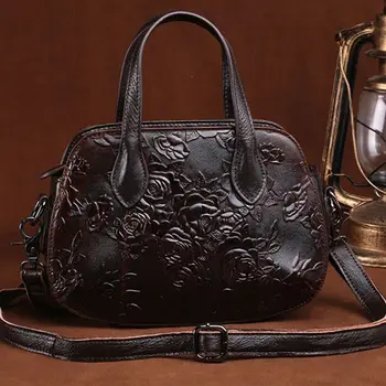 

Women's Floral Embossed Handbag Shoulder Bag Leather Messenger Top Handle Bags Crossbody Satchel Purse Tote X7XC