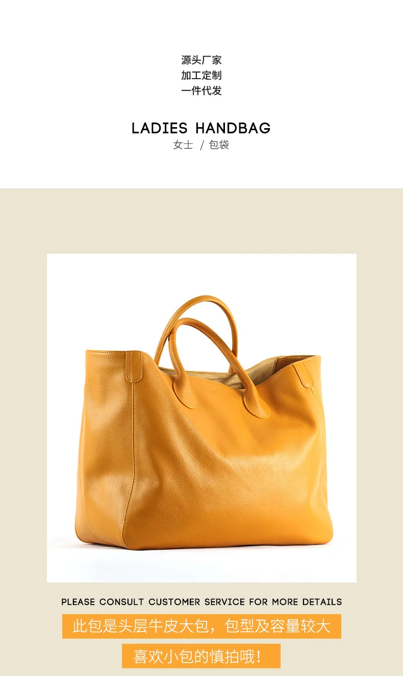 Tote Bag Women Genuine Leather Handbags Purses Cowhide Large