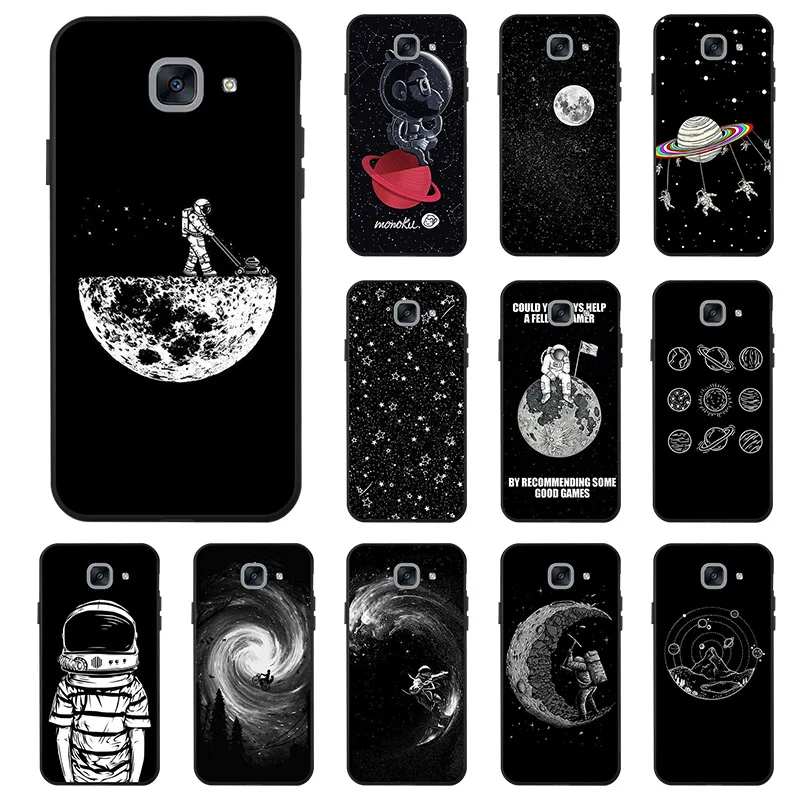 

Astronaut Black TPU Case For Samsung Galaxy A7 J6 J8 2018 J7 Duo A8 Star Funda For Samsung Note 9 J2 Core Silicone Back Cover