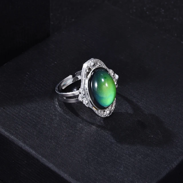 Волшебное кольцо с овальным камнем меняющим цвет по температуре 1