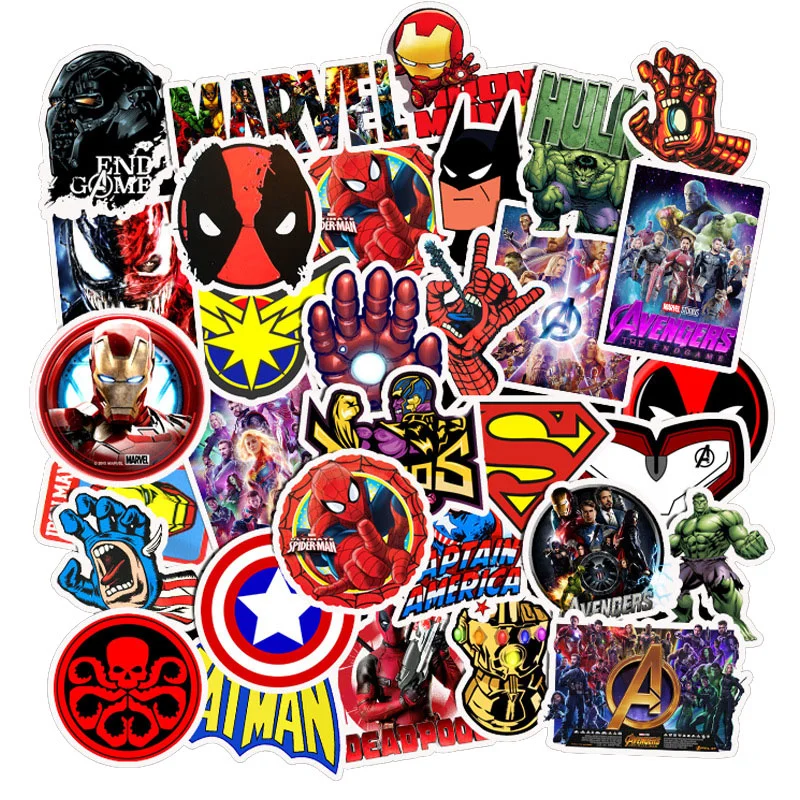 10/30/50Pcs/Set Disney Marvel The Avengers Sticker Man Skateboard Luggage Laptop Guitar phone Waterproof Stickers Kid Toy gift | Игрушки и