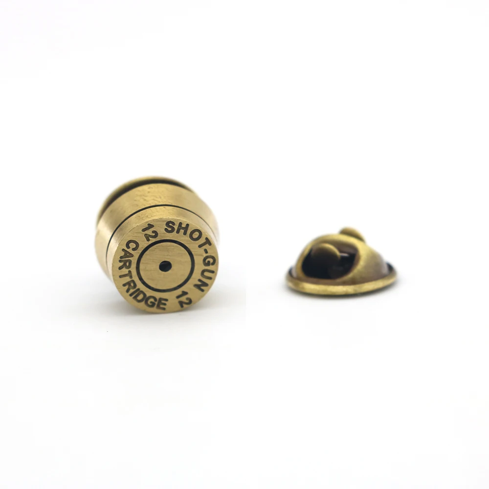 

Vintage Bronze Bullet Design Suit Pin For Men Fashion Brooch Lady's Lapel Pin Clothing Backpack Badge Quality Brass Material