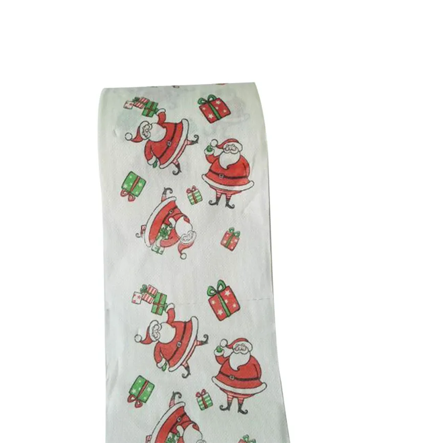 Christmas Pattern Roll Paper Print Toilet Paper Table Kitchen Paper Towel Merry Christmas Toilet Paper Tissue Roll Xmas