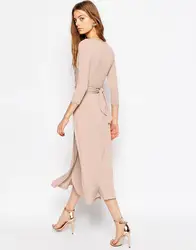 2016 новый стиль длинное осеннее и зимнее платье с v-образным вырезом большого размера элегантное платье для похудения дебютантная Длинная