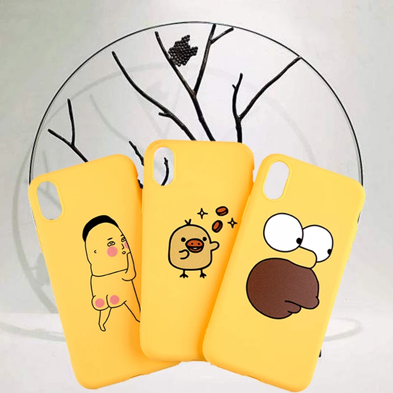 

Cute Carton phone case For iPhone 6S 5S SE 7 8 Plus X XS Animal yellow phone case For iPhone X XS MAX Soft TPU Back Cover