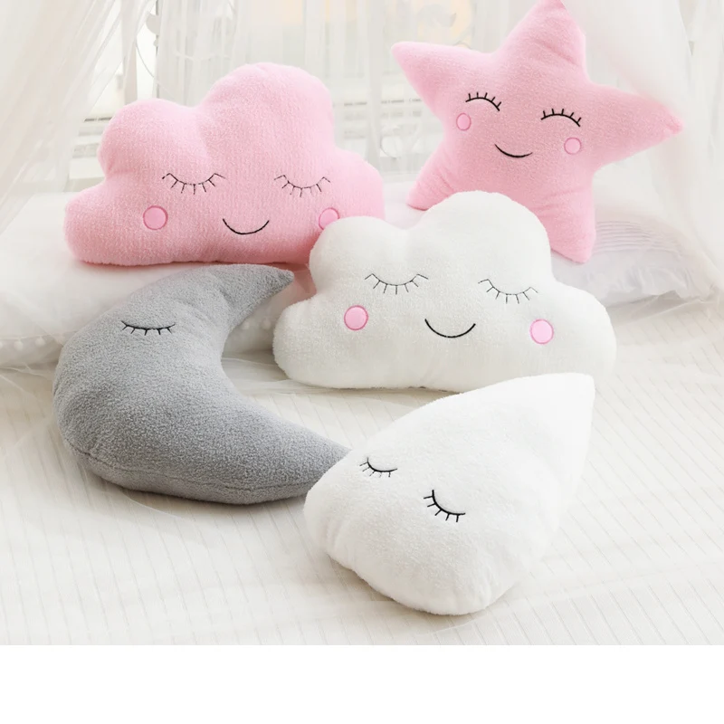 New Stuffed Cloud Moon Star Raindrop Plush Pillow Soft Cushion Cloud Stuffed Plush Toys For Children Baby Kids Pillow Girl Gift 6
