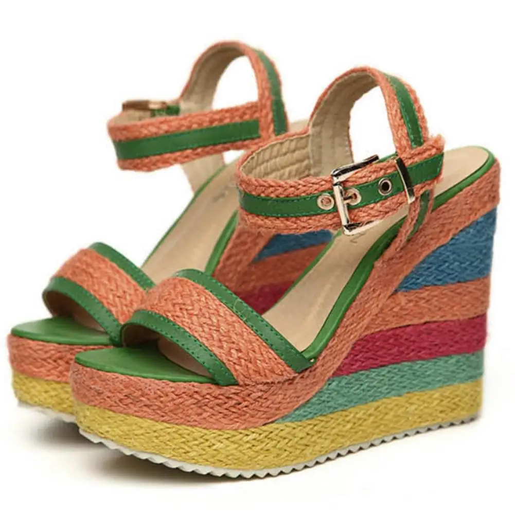 Doratasia/Коллекция года; распродажа; женская обувь; Женская обувь в богемном стиле; разноцветная обувь на платформе и танкетке; босоножки с ремешками на лодыжках на высоком каблуке