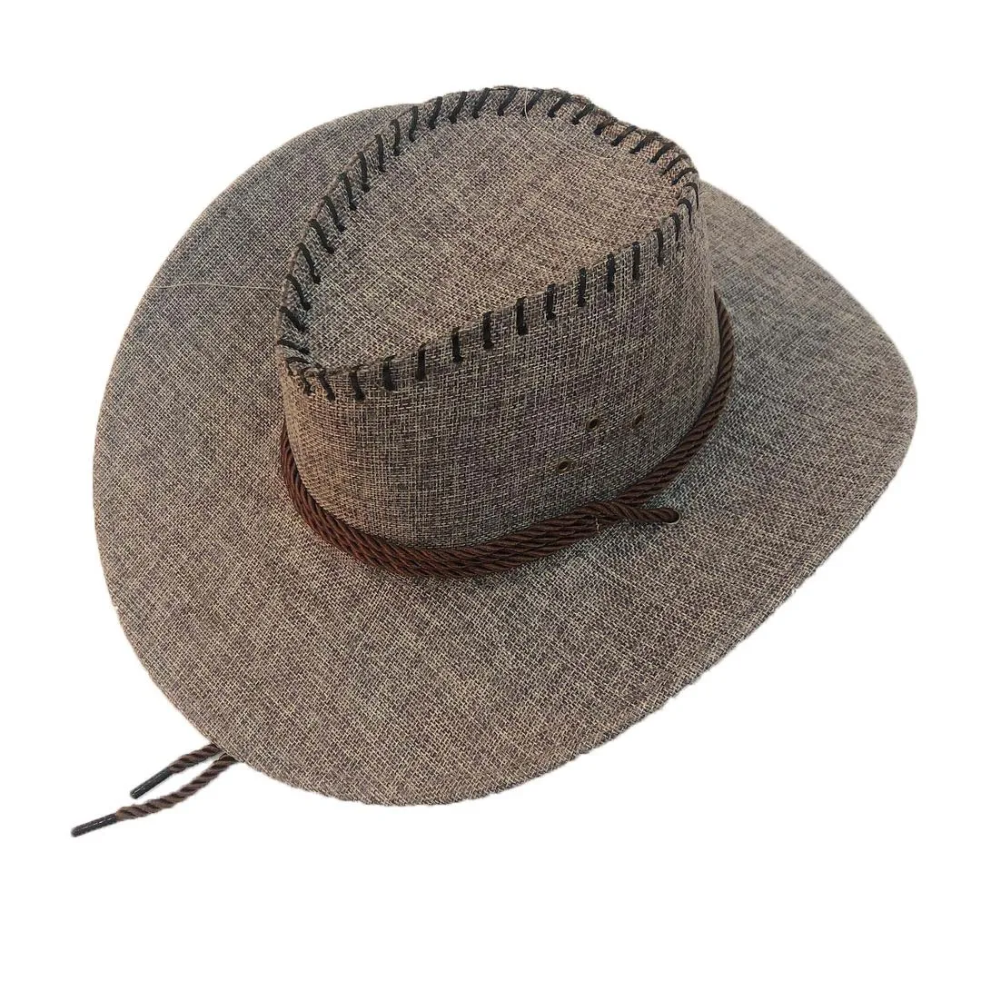 Cowboy hat imitation hemp western cowboy hat men's rider hat панама fedora hat Panama rope accessories 1