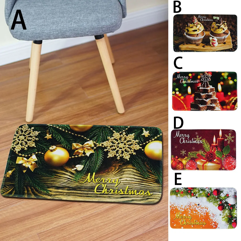 Мультяшный коврик с рождественским дизайном, Противоскользящий коврик для двери, домашний коврик для ванной комнаты, коврик для спальни, ковер для кухни, дверной проем, напольный коврик с принтом