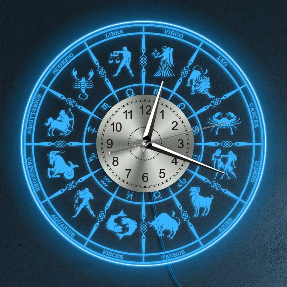 Знак зодиака, акриловые, с подсветкой, настенные часы, астрология, декоративное освещение для дома, светодиодный настенный светильник
