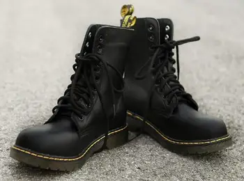 

Leather Spring Autumn Genuine Casual boots Fashion lace-up falt Mid-Calf oxford round toe Retro Martin boots